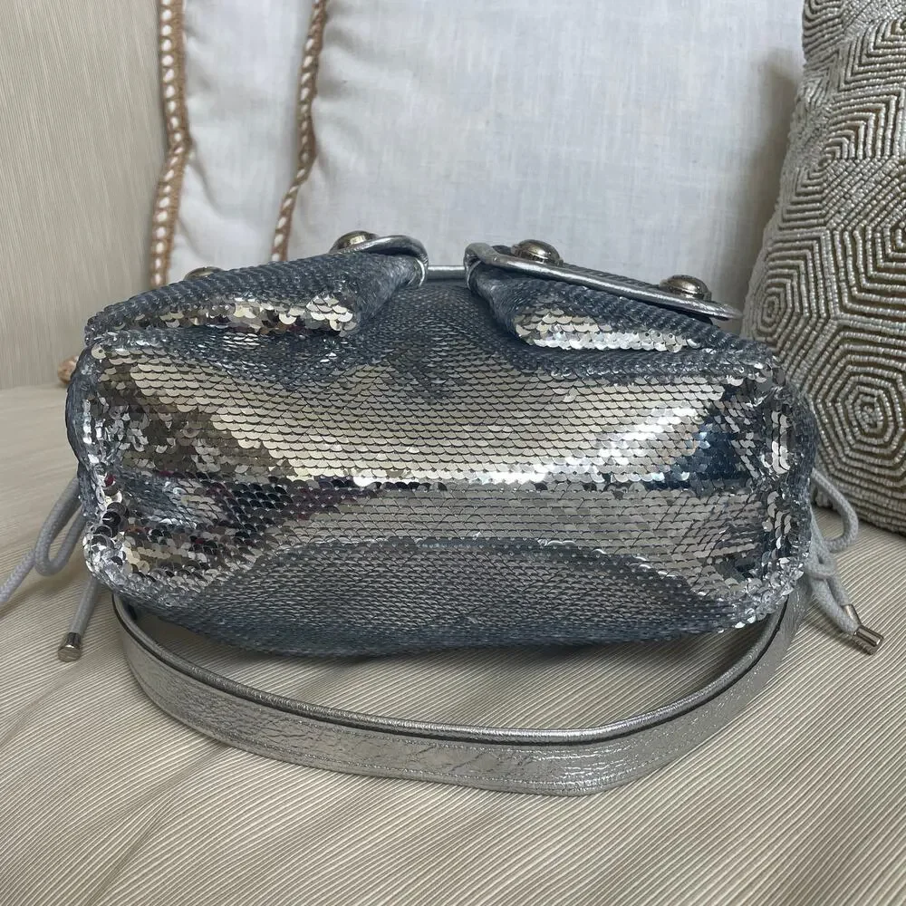 Rare Coach Poppy Spotlight Sequin Satchel 13821 | Silver Metallic Y2K